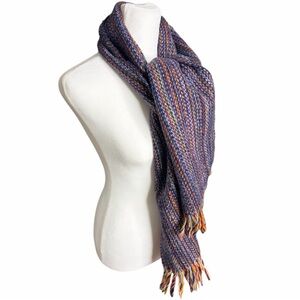 Vintage 100% Wool Multicolor Woven Scarf Made in Republic of Ireland